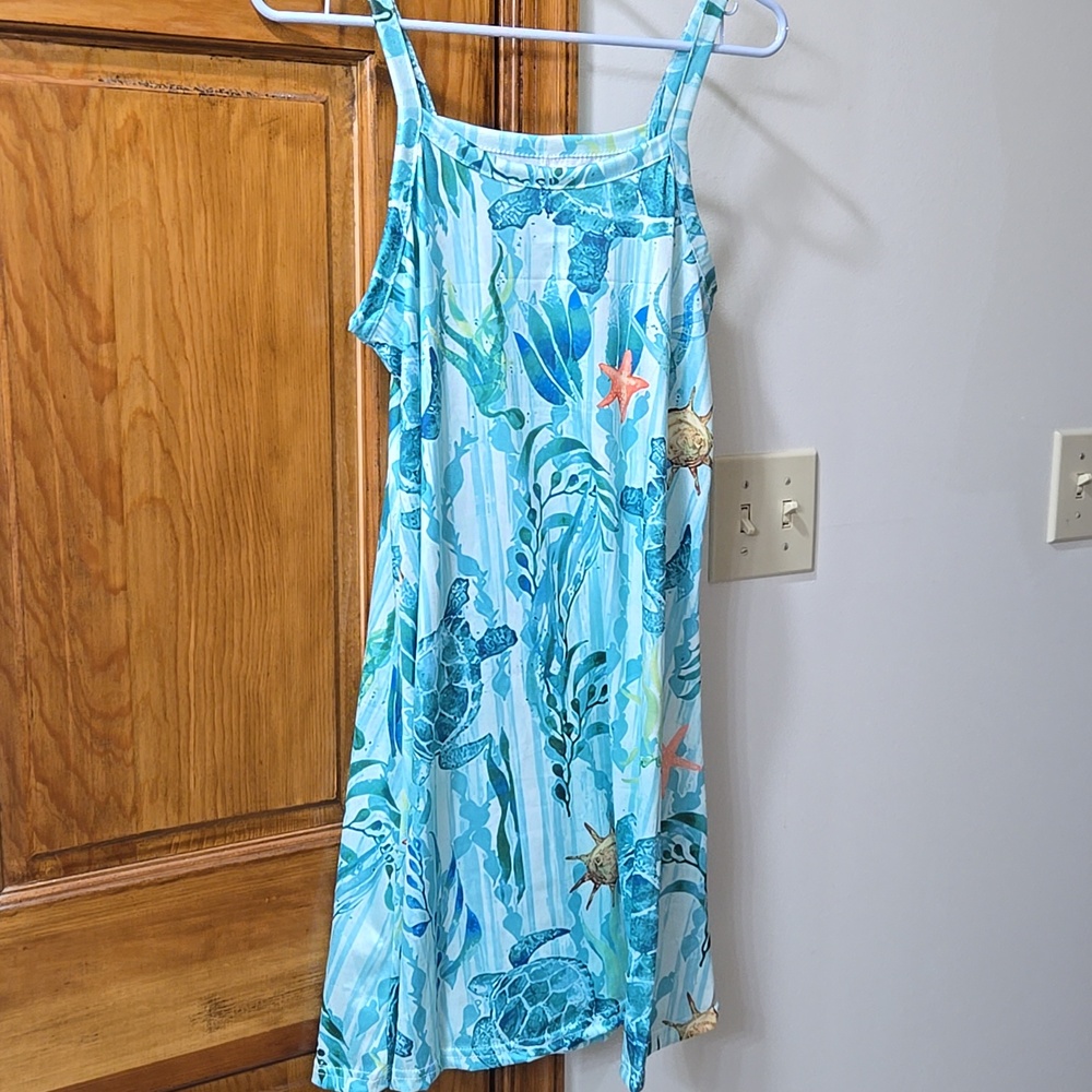 See Green Sun Dress With Tropical Design